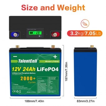 12V 24Ah LiFePO4 Battery - LF4040